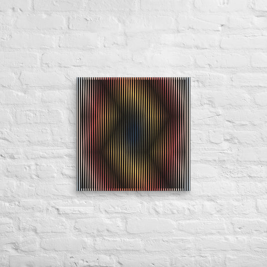 Cuadro de arte cinético Vibraciones Ilusorias de César Otero, decoración moderna con efecto óptico impreso en lienzo