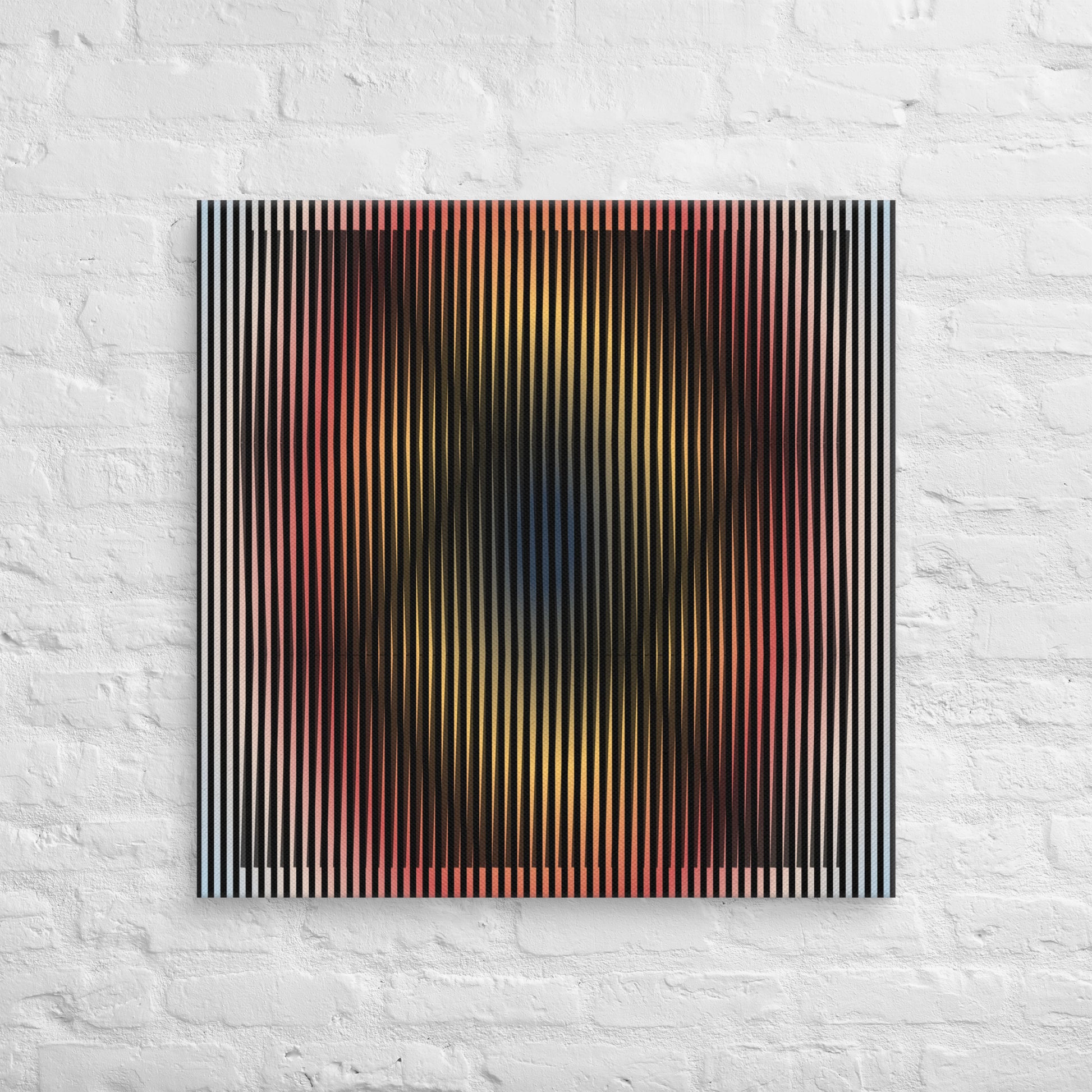 Cuadro de arte cinético Vibraciones Ilusorias de César Otero, decoración moderna con efecto óptico impreso en lienzo