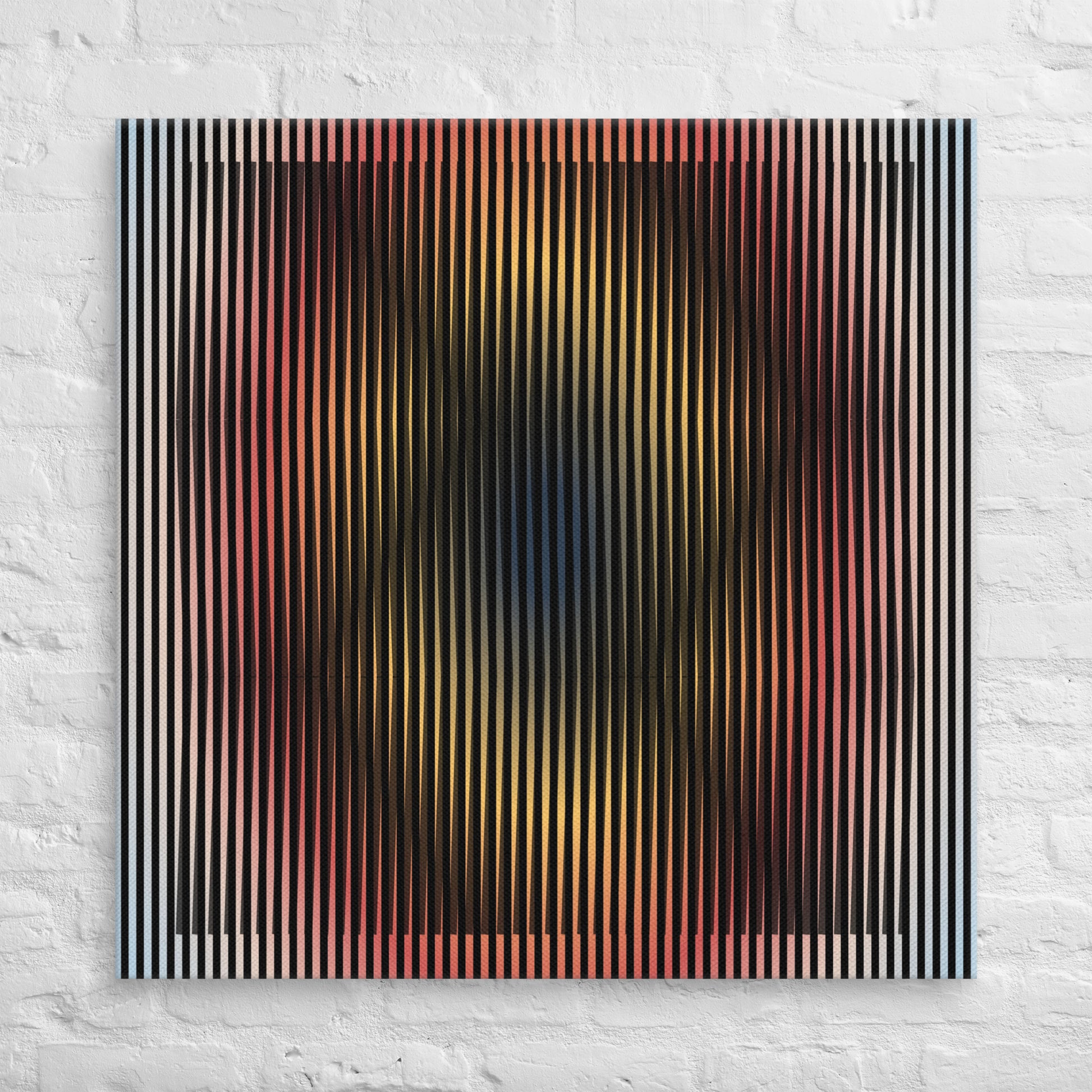 Cuadro de arte cinético Vibraciones Ilusorias de César Otero, decoración moderna con efecto óptico impreso en lienzo