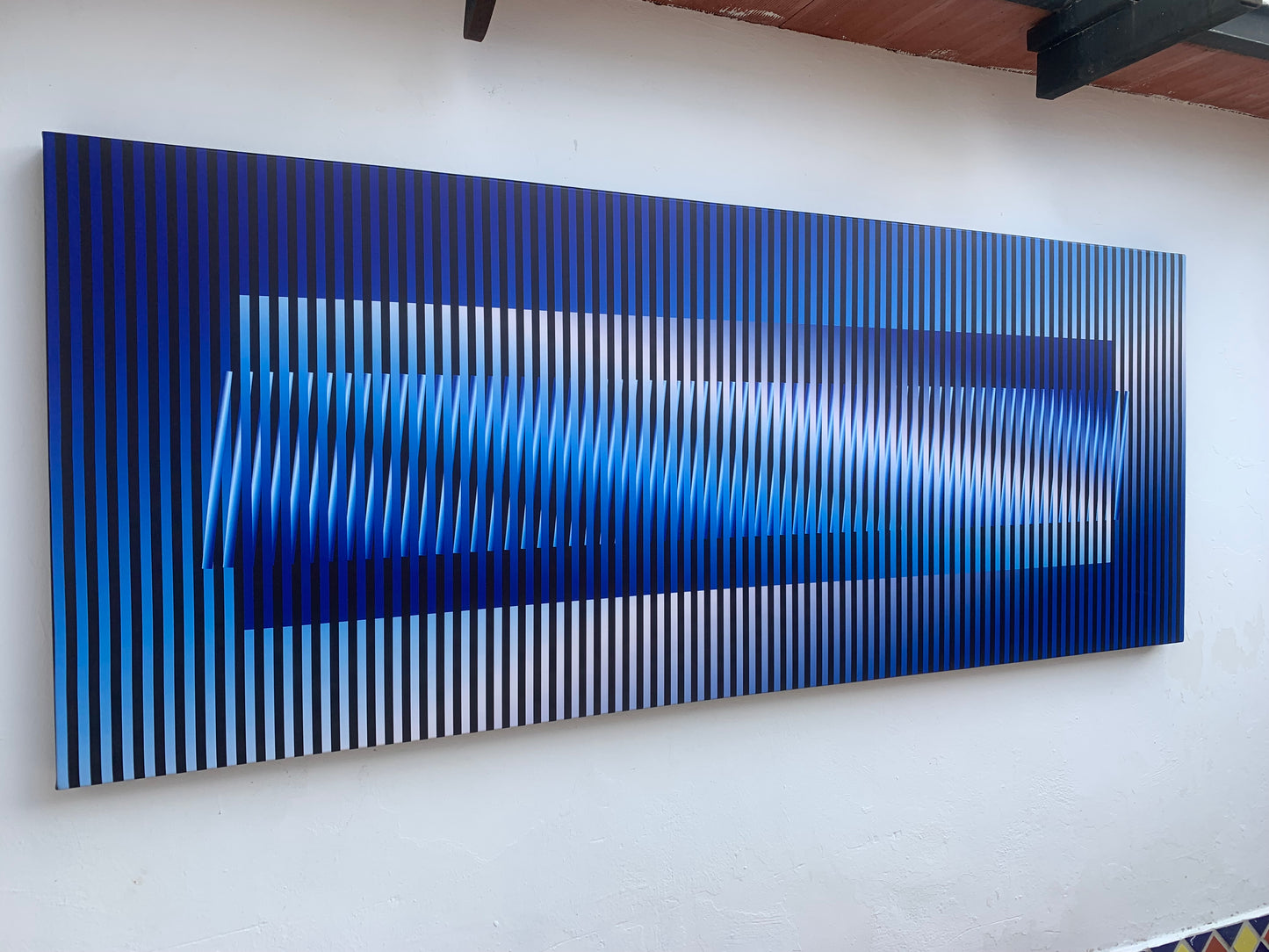 Cuadro en Lienzo, Arte Abstracto Rítmicas Azules de César Otero, Arte Contemporáneo para Decoración de Interiores, Salas de Estar, Dormitorios, Comedores, Entradas y Oficinas - Cesar Otero l Arte Moderno