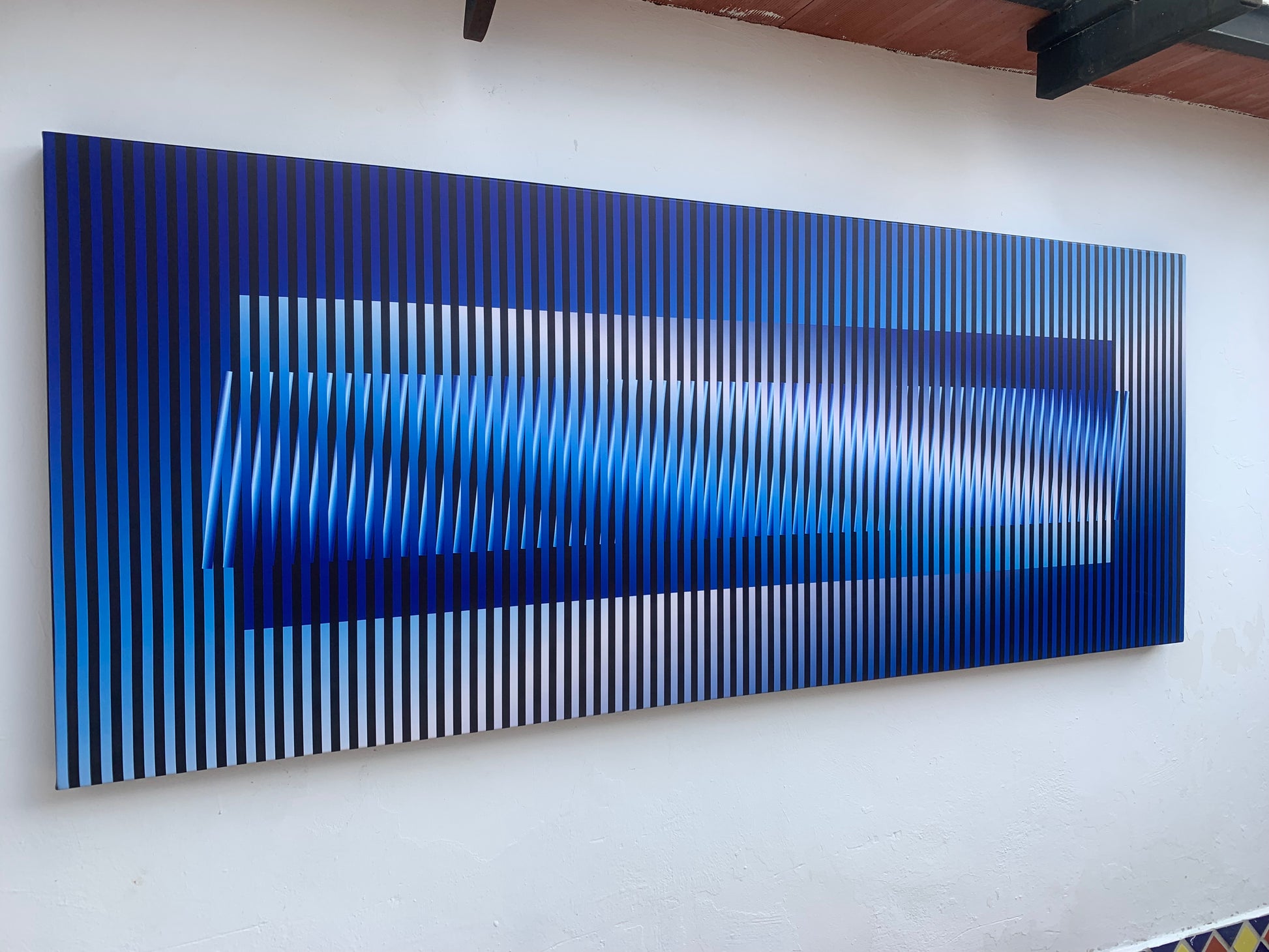 Cuadro en Lienzo, Arte Abstracto Rítmicas Azules de César Otero, Arte Contemporáneo para Decoración de Interiores, Salas de Estar, Dormitorios, Comedores, Entradas y Oficinas - Cesar Otero l Arte Moderno
