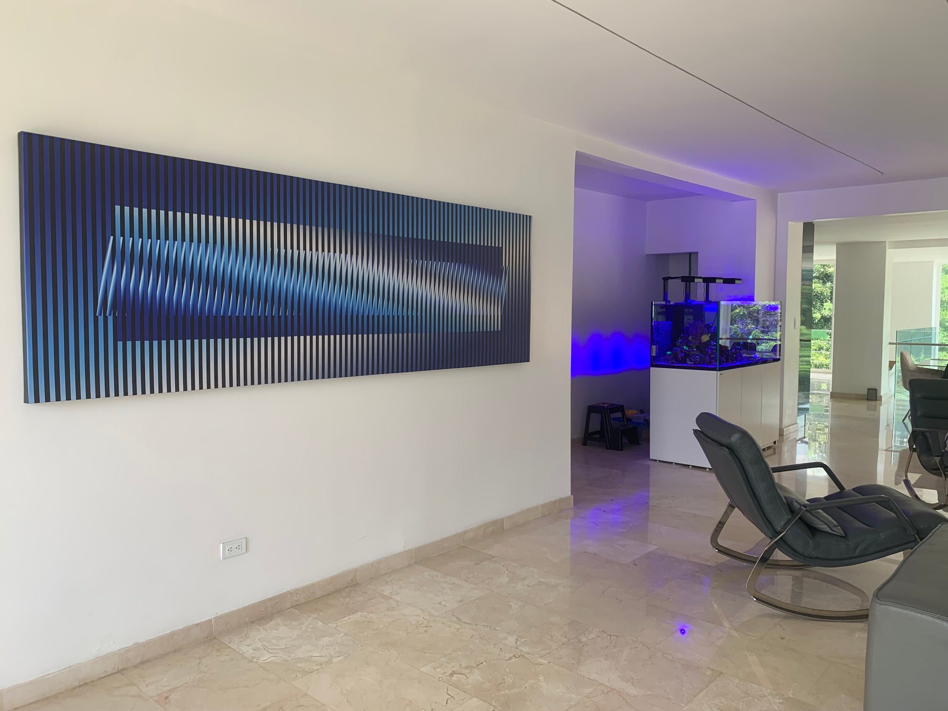 Cuadro en Lienzo, Arte Abstracto Rítmicas Azules de César Otero, Arte Contemporáneo para Decoración de Interiores, Salas de Estar, Dormitorios, Comedores, Entradas y Oficinas - Cesar Otero l Arte Moderno